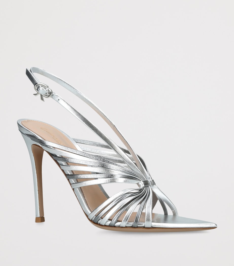 Gianvito Rossi Leather Muse Sandals 105 Silver Image 2