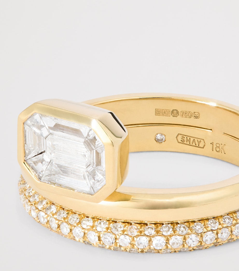 Yellow Gold and Diamond Floating Bezel Ring (Size 7) YELLOW GOLD Image 5