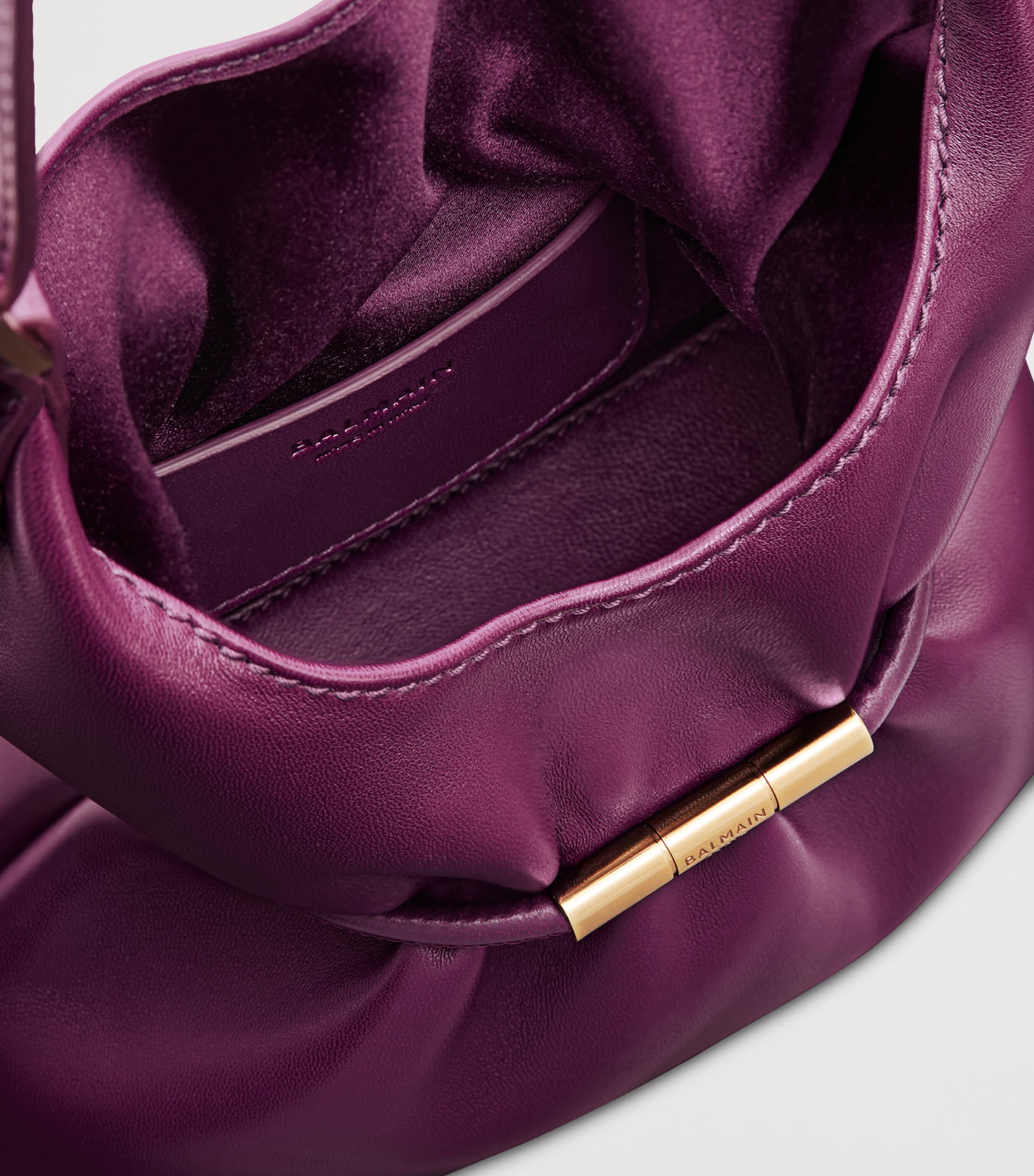 Balmain Mini Lambskin Sphynx Top-Handle Bag Merlot Image 9