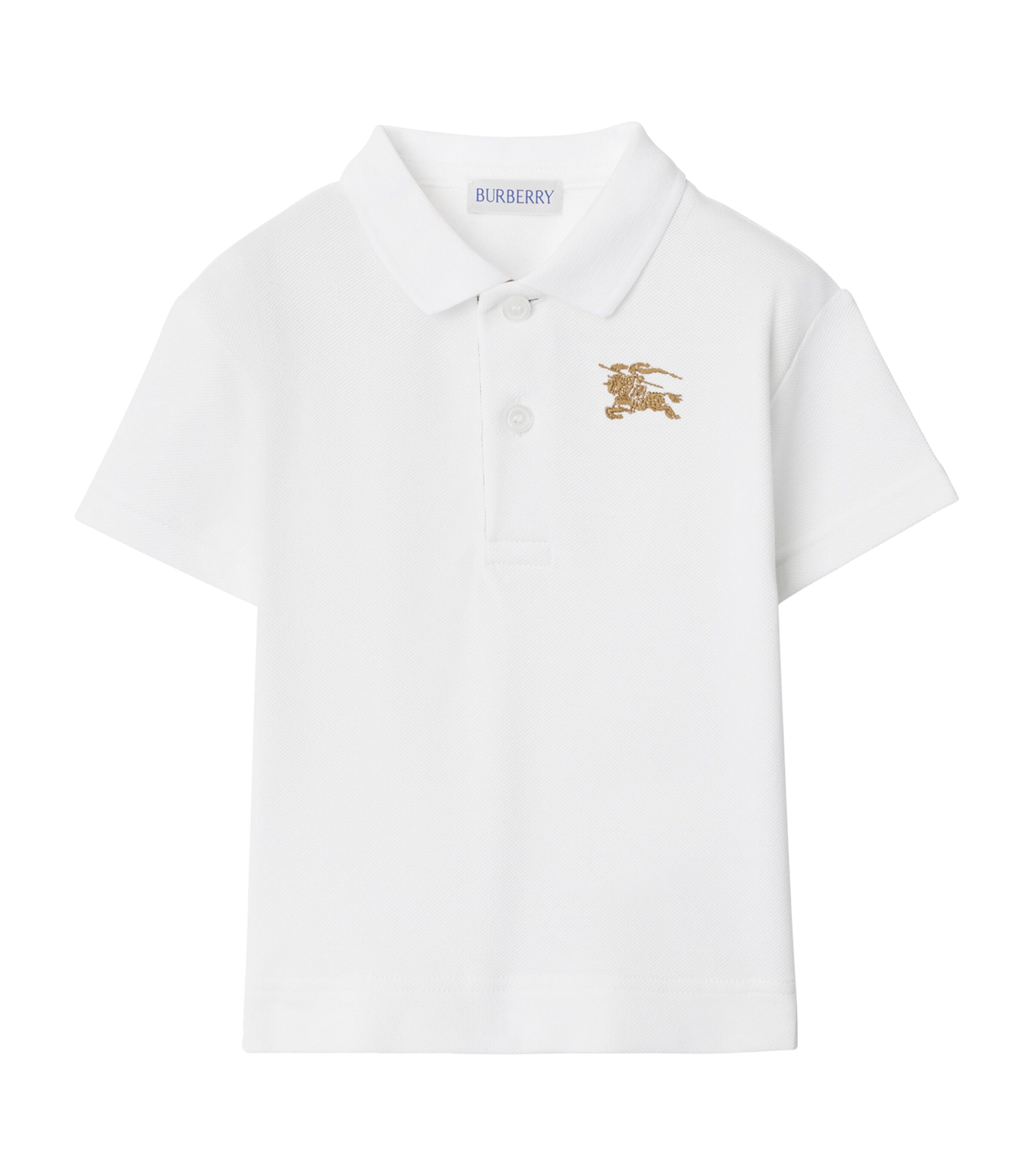 Burberry Kids Cotton EKD Polo Shirt (6-24 Months) White Old Image 1