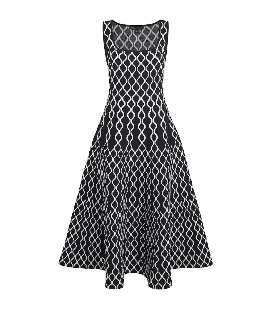 Jacquard Knit Midi Dress BLACK / WHITE Image 1
