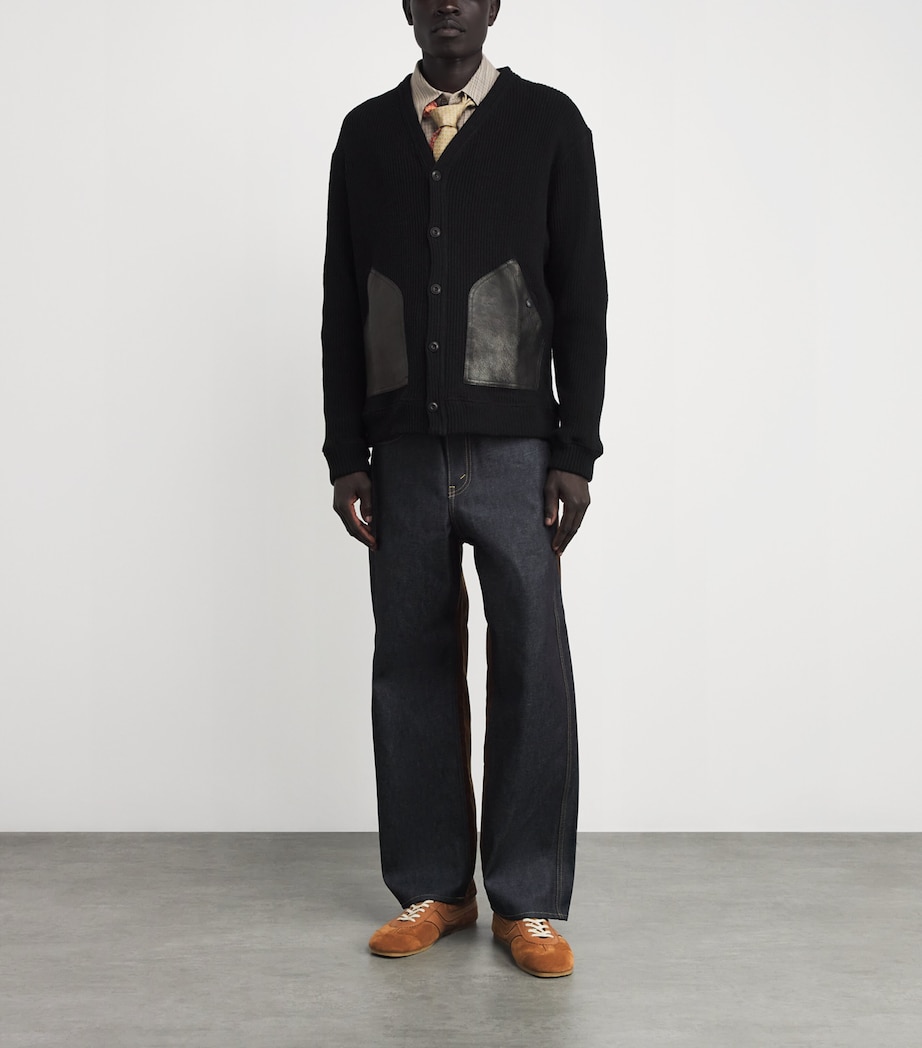 Cotton Leather-Pocket Cardigan BLACK X BLACK Image 2