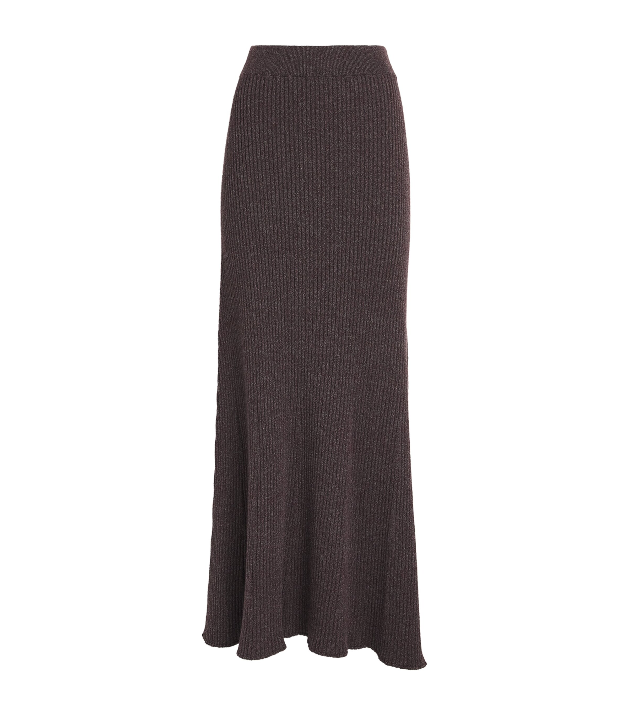 Johnstons Of Elgin Cashmere Rib A-line Sweater Skirt In Brown