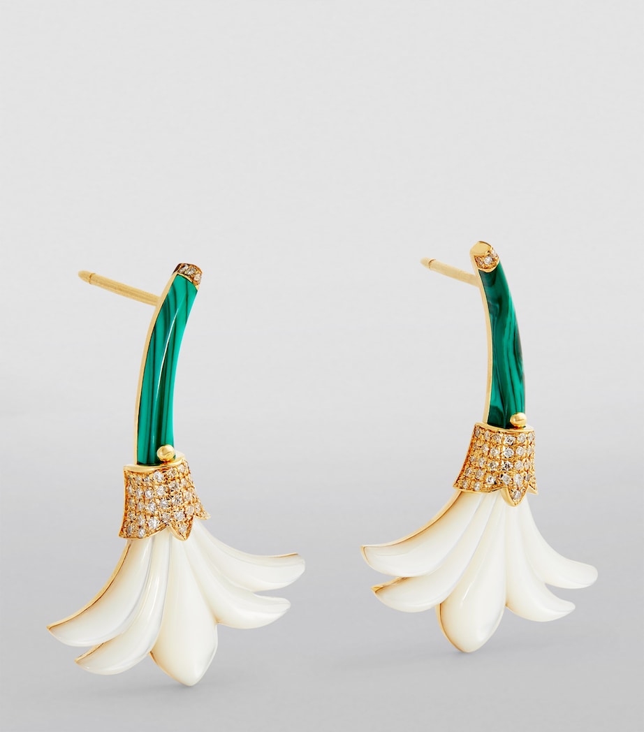L'ATELIER NAWBAR Yellow Gold, Diamond, Mother-of-Pearl and Malachite Psychedeliah Earrings Yellow Gold Image 2
