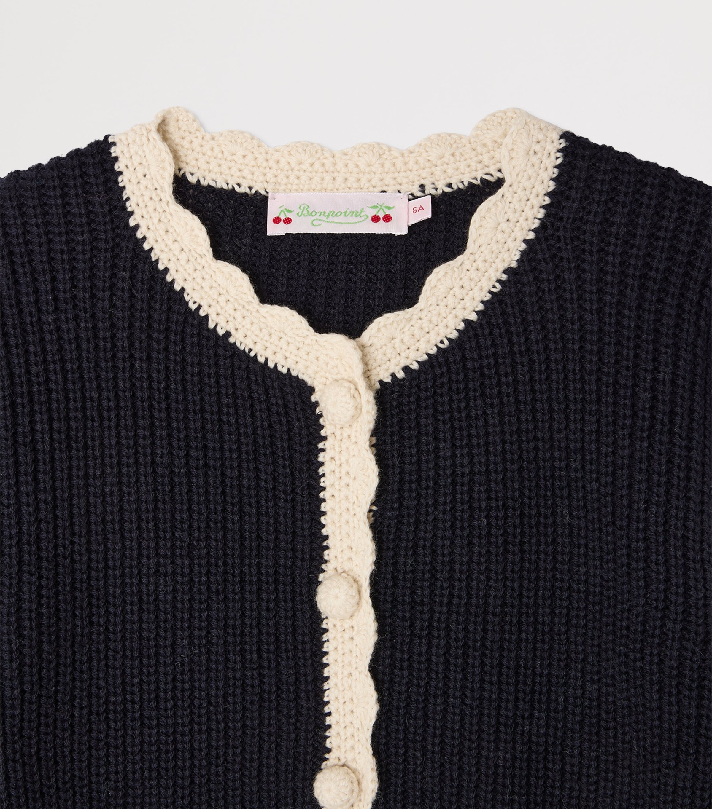 Bonpoint Wool-Cotton Maryls Cardigan (4-8 Years) Marine Image 3