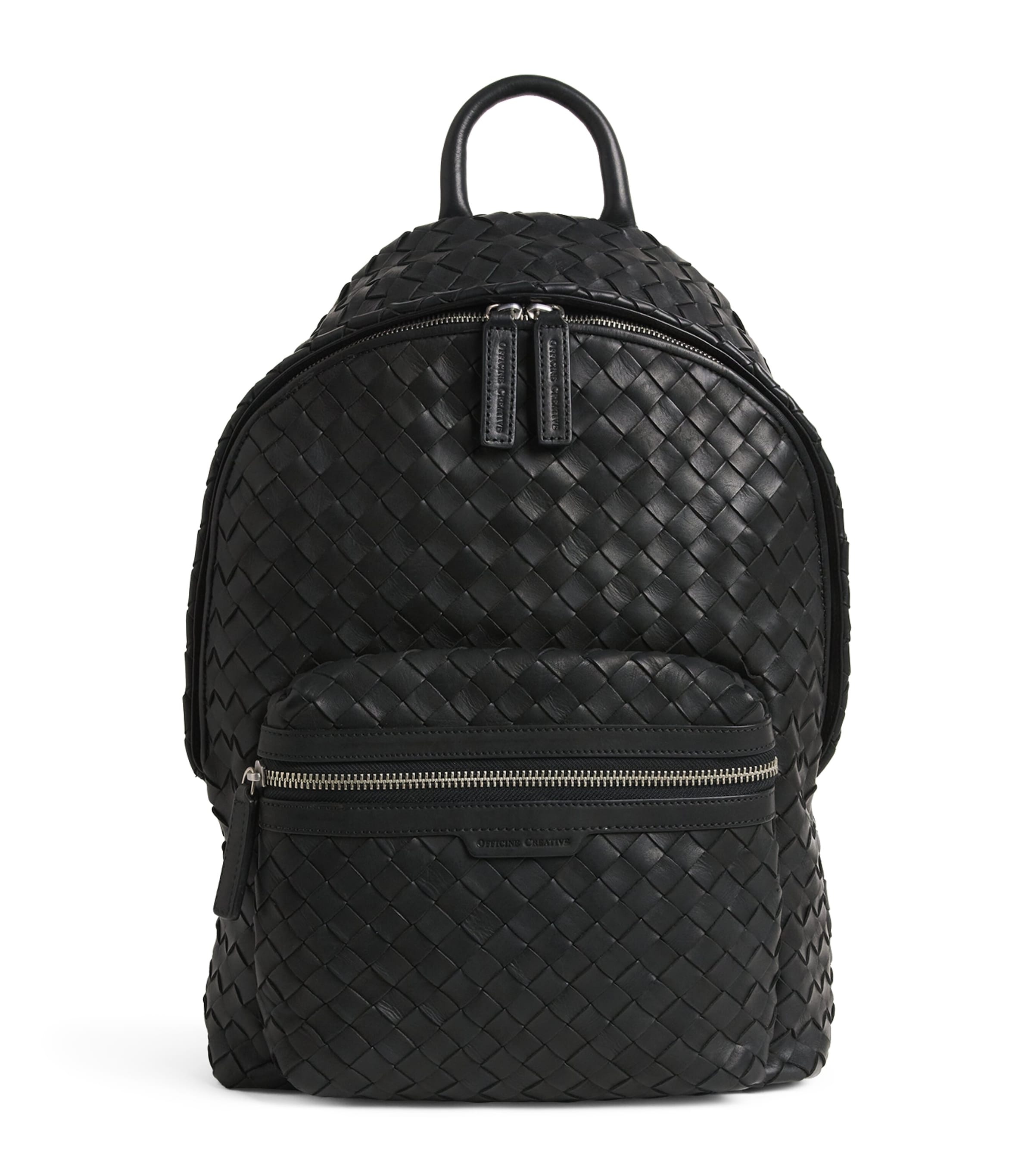 Officine Creative Leather Woven Armor Backpack Nero Image 1