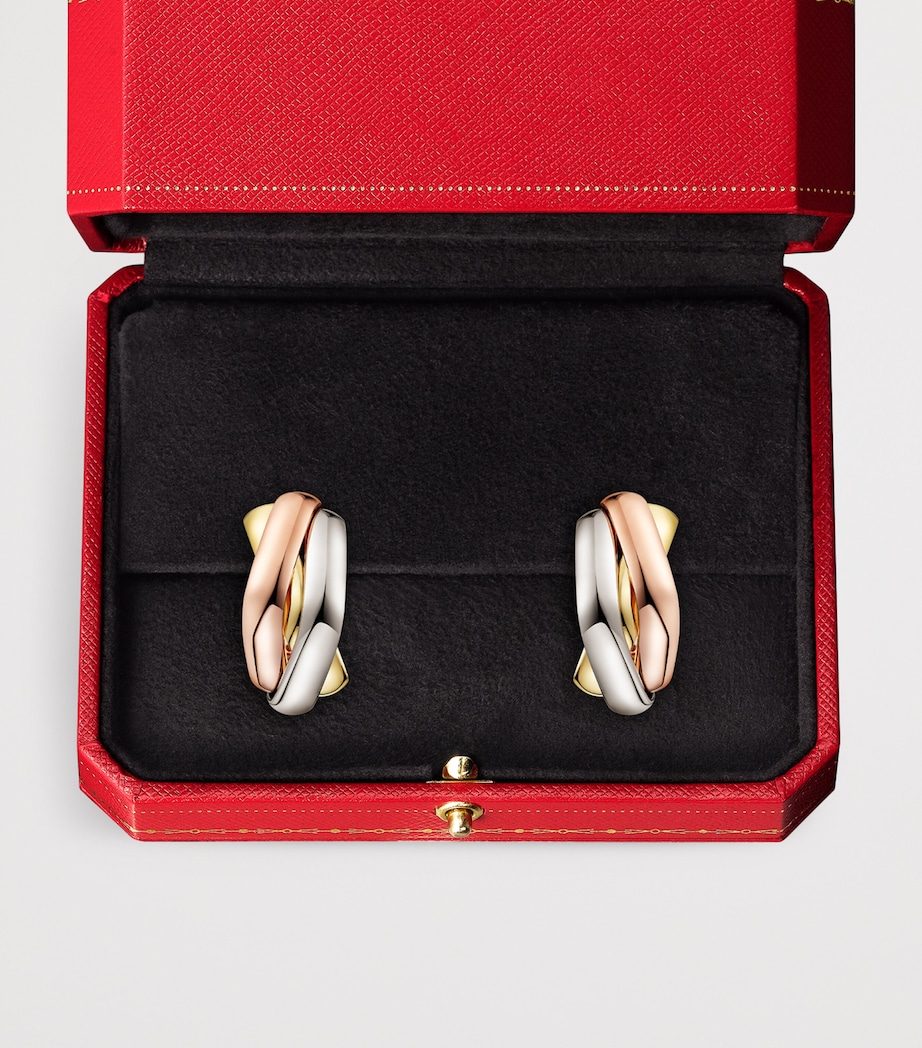 White, Rose and Yellow Gold Trinity Box Earrings WHITE GOLD Image 4