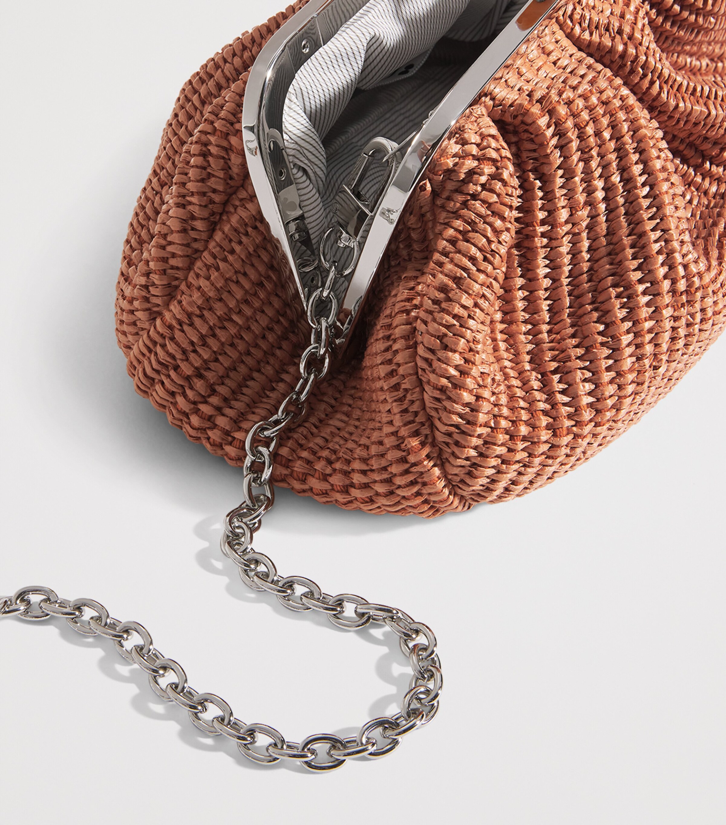 Small Raffia-Effect Pasticcino Bag RUST Image 6