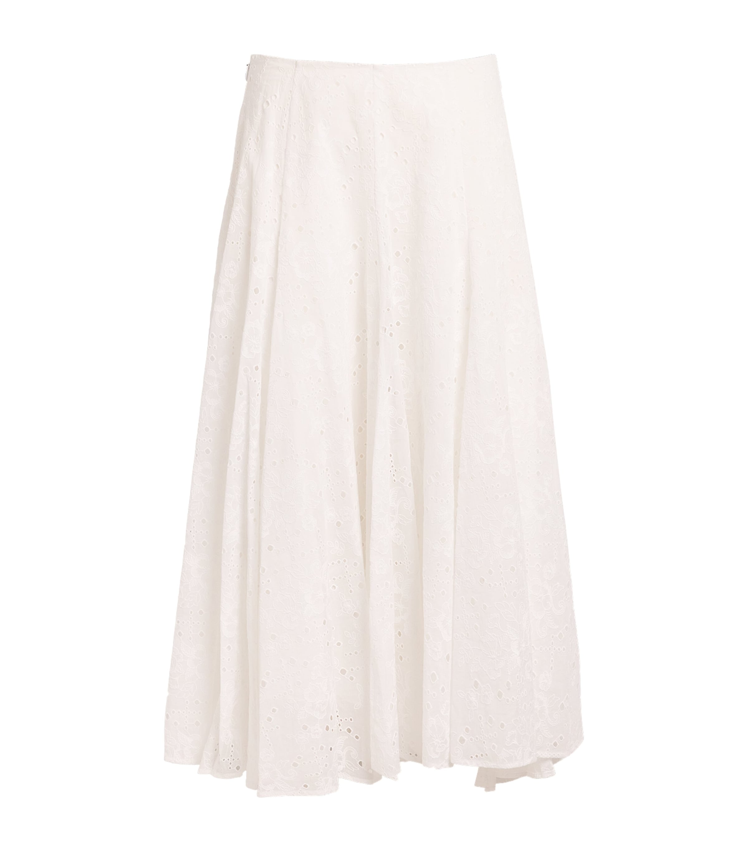 Tory Burch Womens Cotton Eyelet Midi Skirt White Image 1