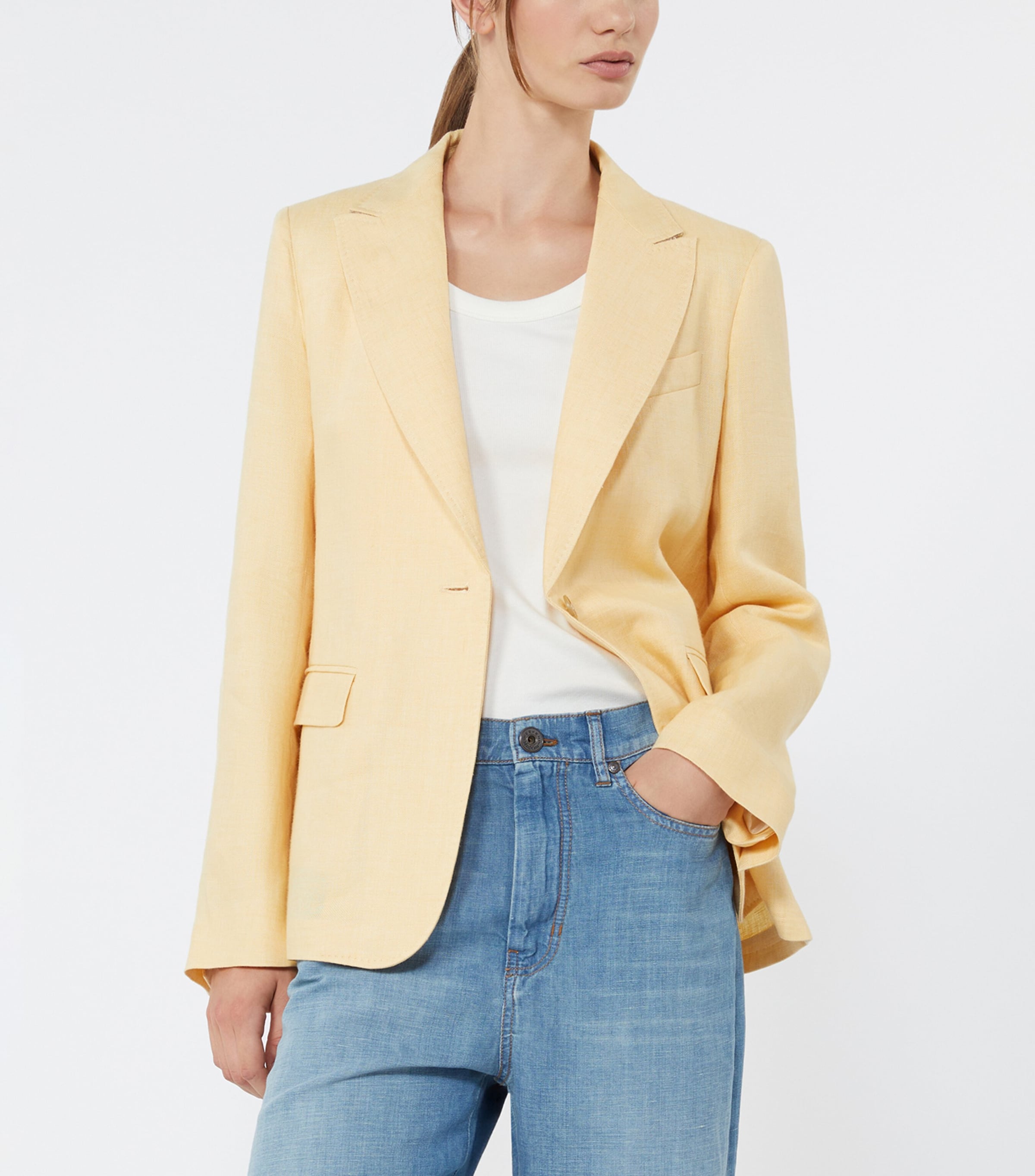 Weekend Max Mara Womens Linen Single-Breasted Blazer Light Yellow Image 5