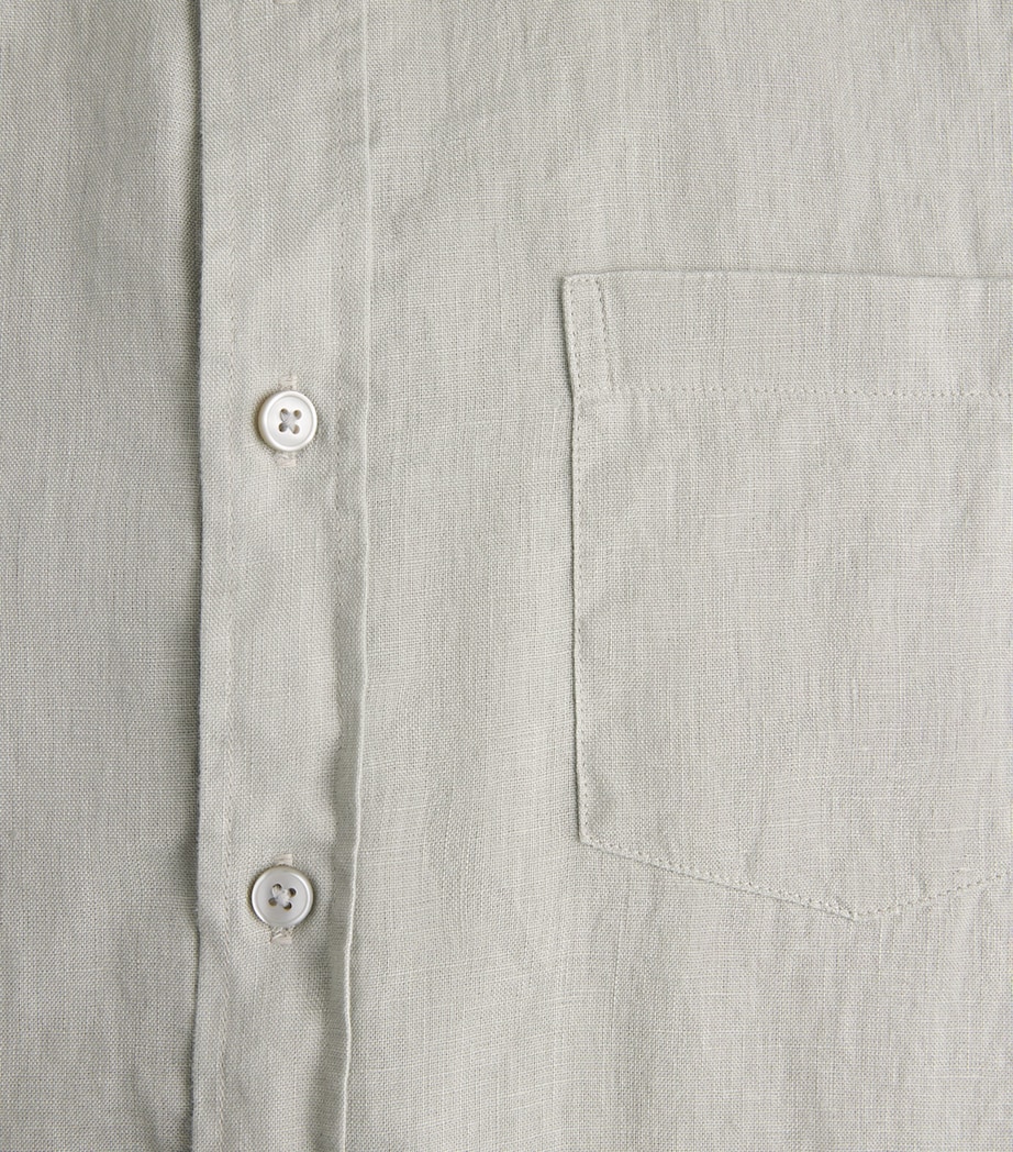 Vince Mens Linen Short-Sleeve Shirt Matcha Image 6