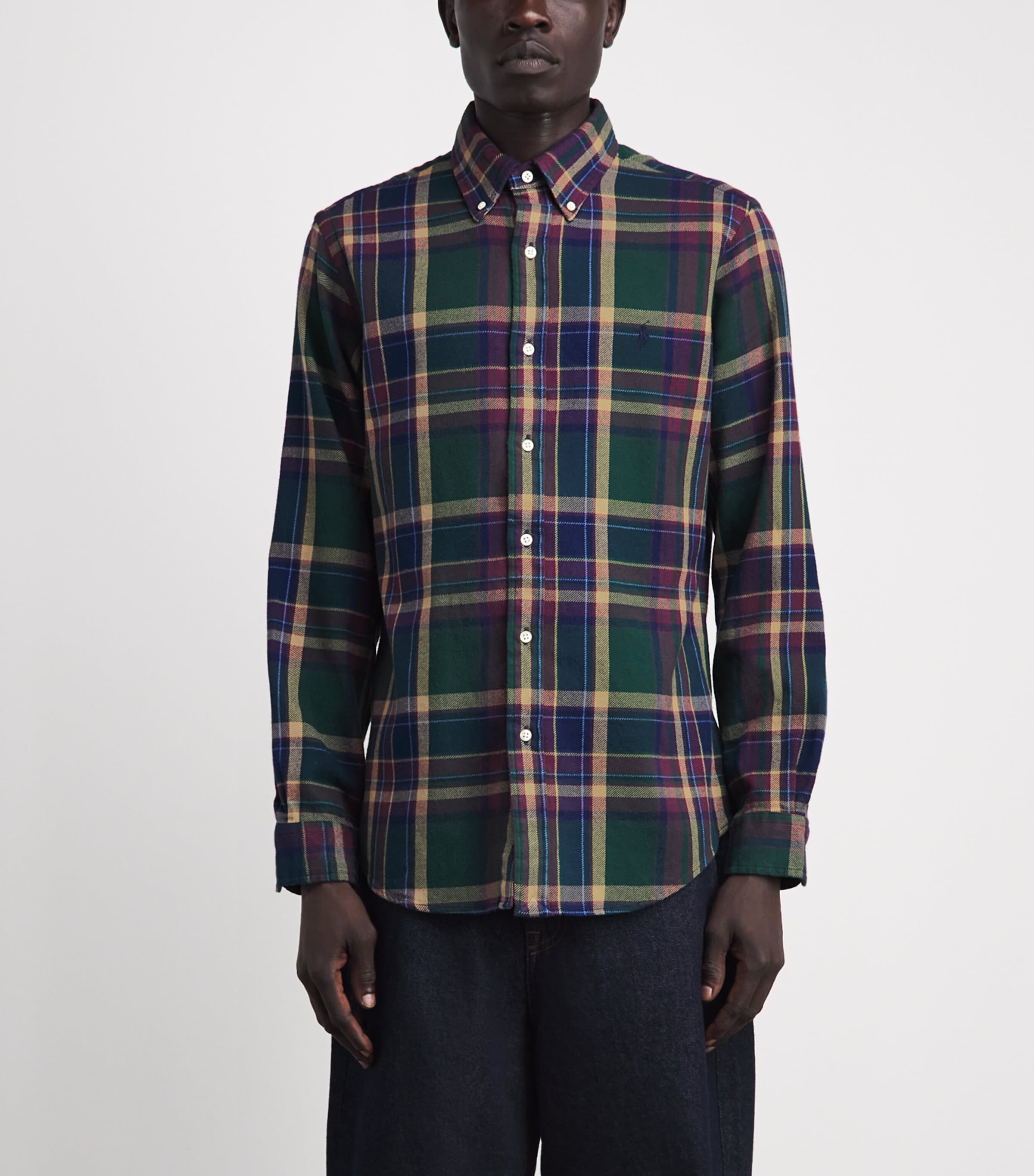 Polo Ralph Lauren Mens Flannel Plaid Shirt Frst Brgndy Mlt Image 4