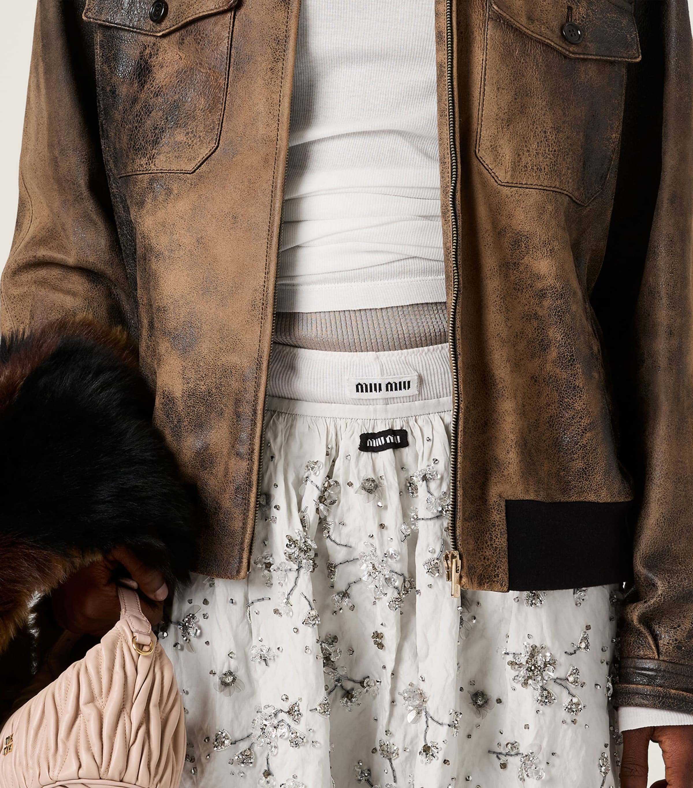 Miu Miu Womens Embroidered Duchesse Mini Skirt Image 4