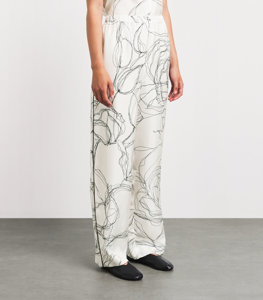 Fabiana Filippi Womens Silk Twill Printed Trousers Bianco Image 4