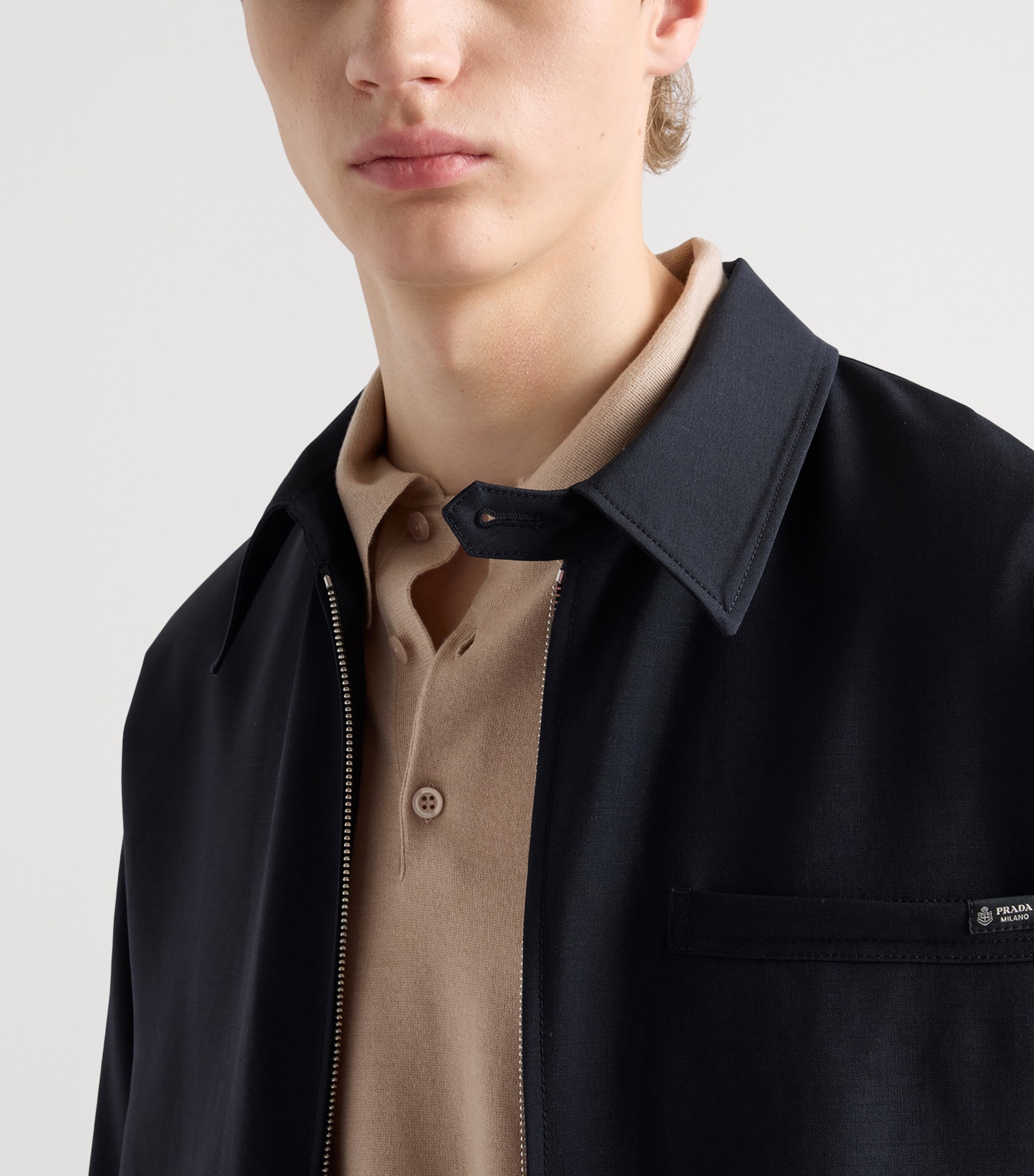 Prada Mens Wool-Mohair Bomber Jacket Blue Image 6