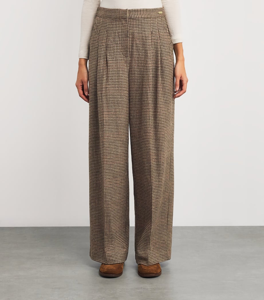 Wool Tweed Sophia Wide-Leg Trousers MULTI CHECK Image 3