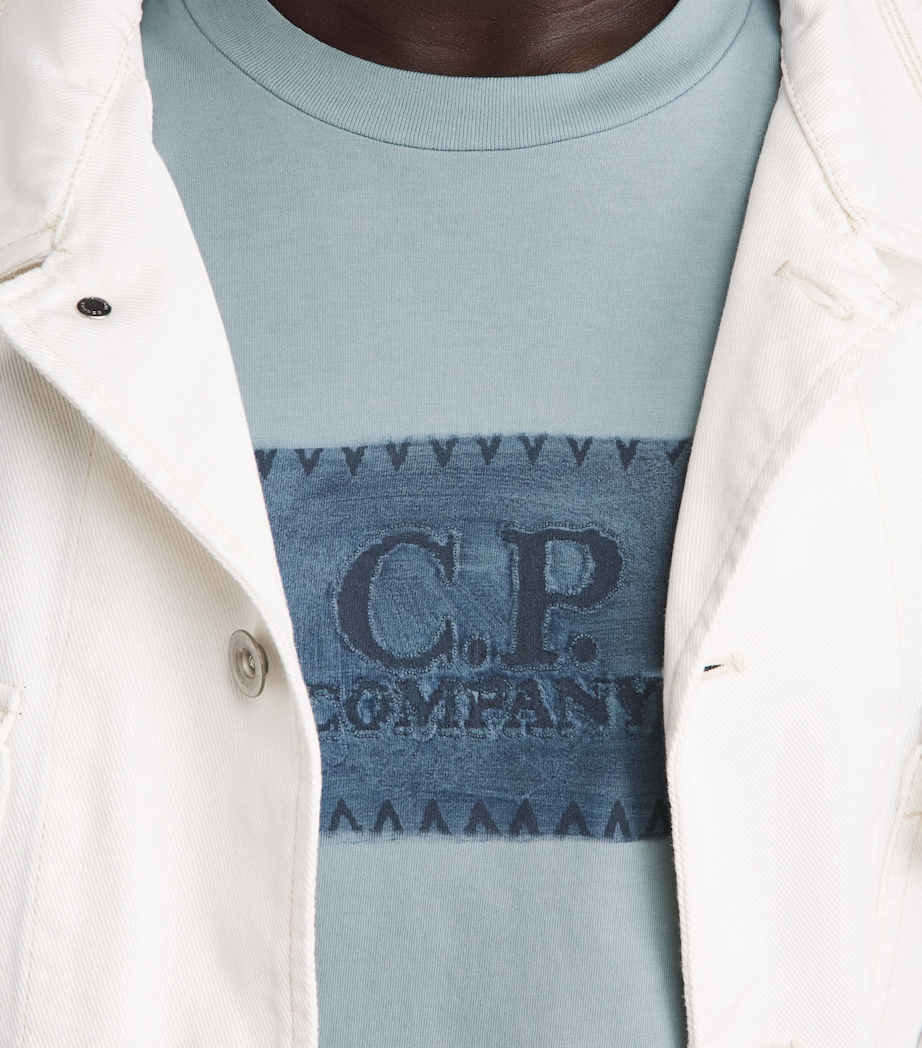 C.P. Company Mens Cotton Stamp Logo T-Shirt Silver Blue Image 3