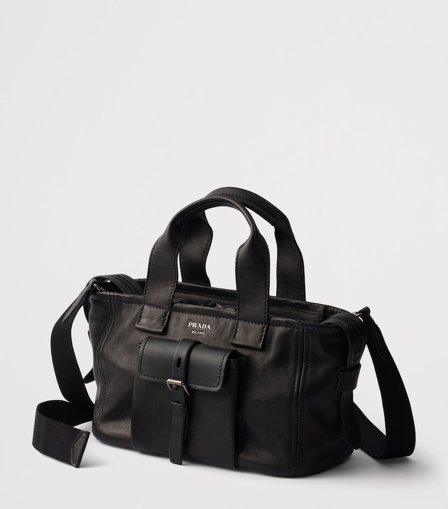 Prada Medium Leather Route Tote Bag Black Image 2
