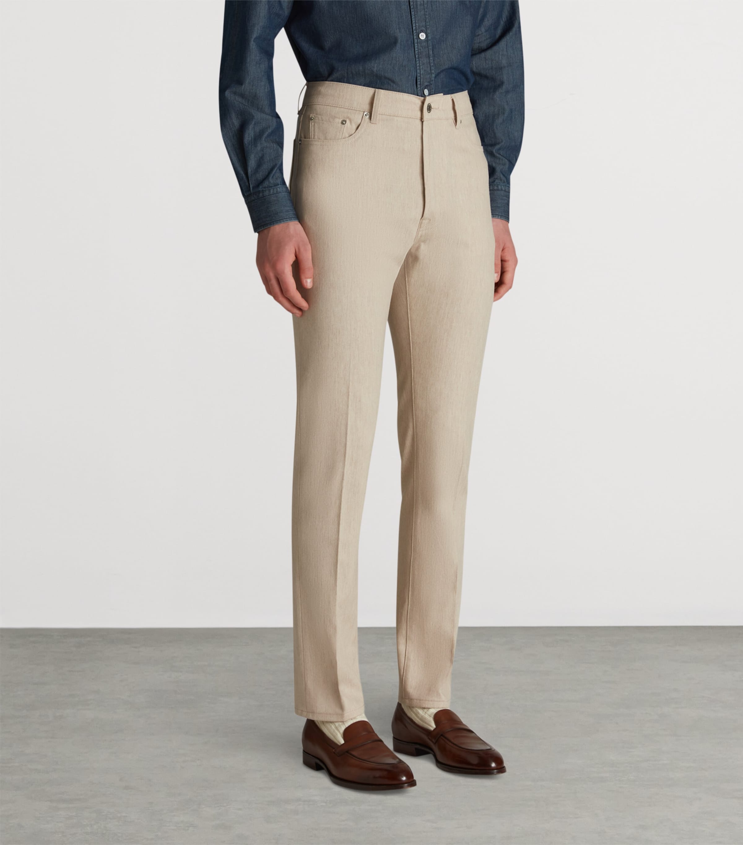 Wool-Blend Denim Trousers 260TAUPE Image 3