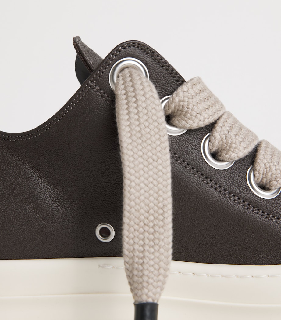 Rick Owens Leather Jumbo-Lace Sneakers Grease/milk Image 7