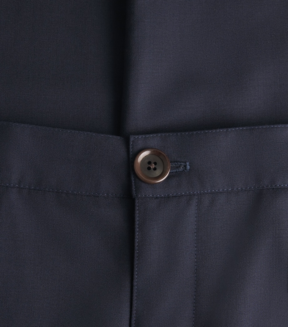 Oliver Spencer Mens Wool Orsman Wide-Leg Trousers Navy Image 6