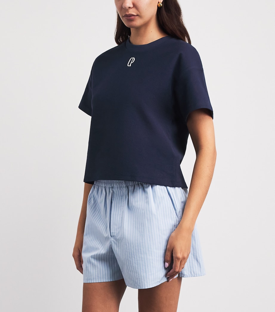 Claudie Pierlot Womens Cotton Logo-Embroidered T-Shirt Navy Image 4