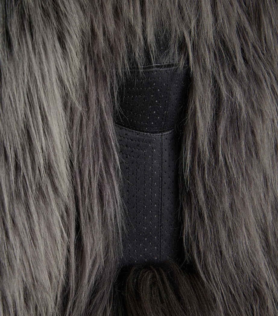 Schiaparelli Womens Shearling Corset Coat Dark Grey Image 6