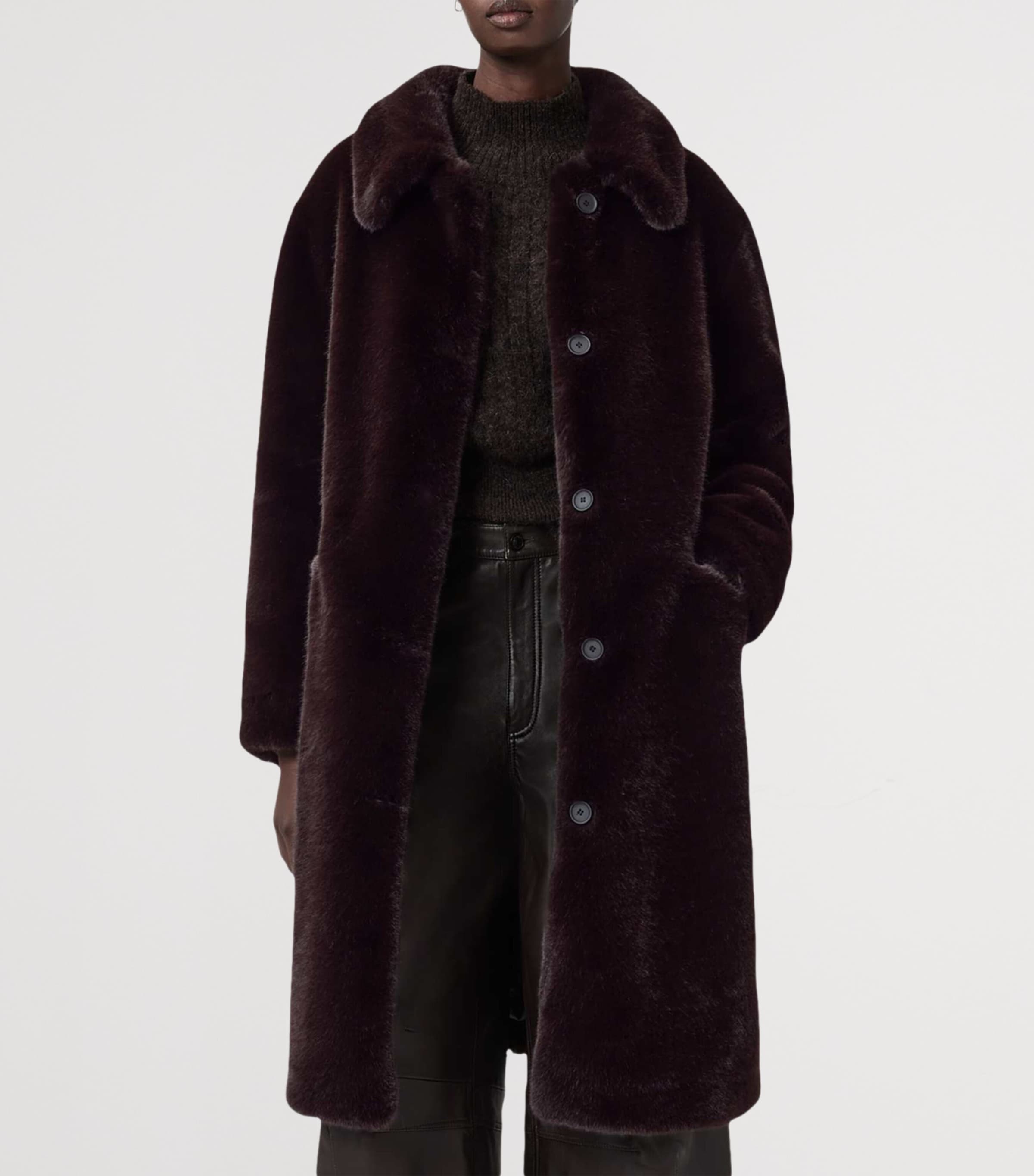 Faux Fur Sora Coat CHOCOLATE BROWN Image 4