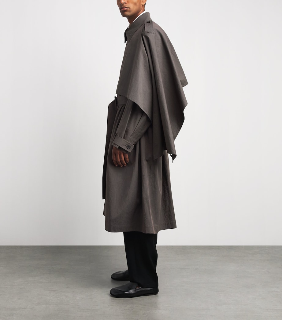 IM MEN Mens Overlap Trench Coat Brown Image 2
