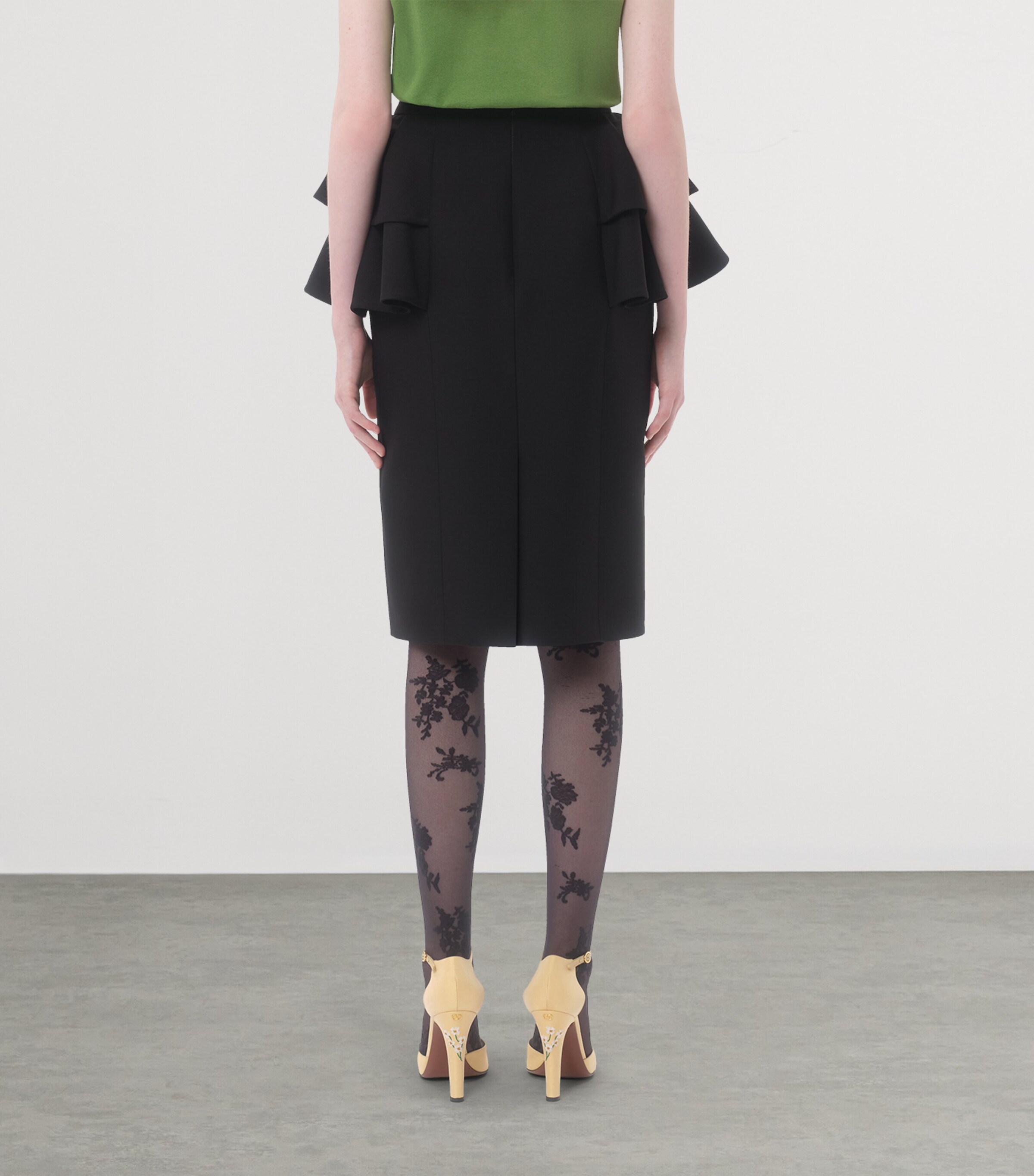 Valentino Womens Wool-Silk Ruffled Midi Skirt Image 4