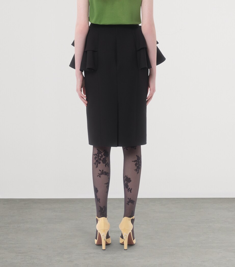 Valentino Womens Wool-Silk Ruffled Midi Skirt Image 4