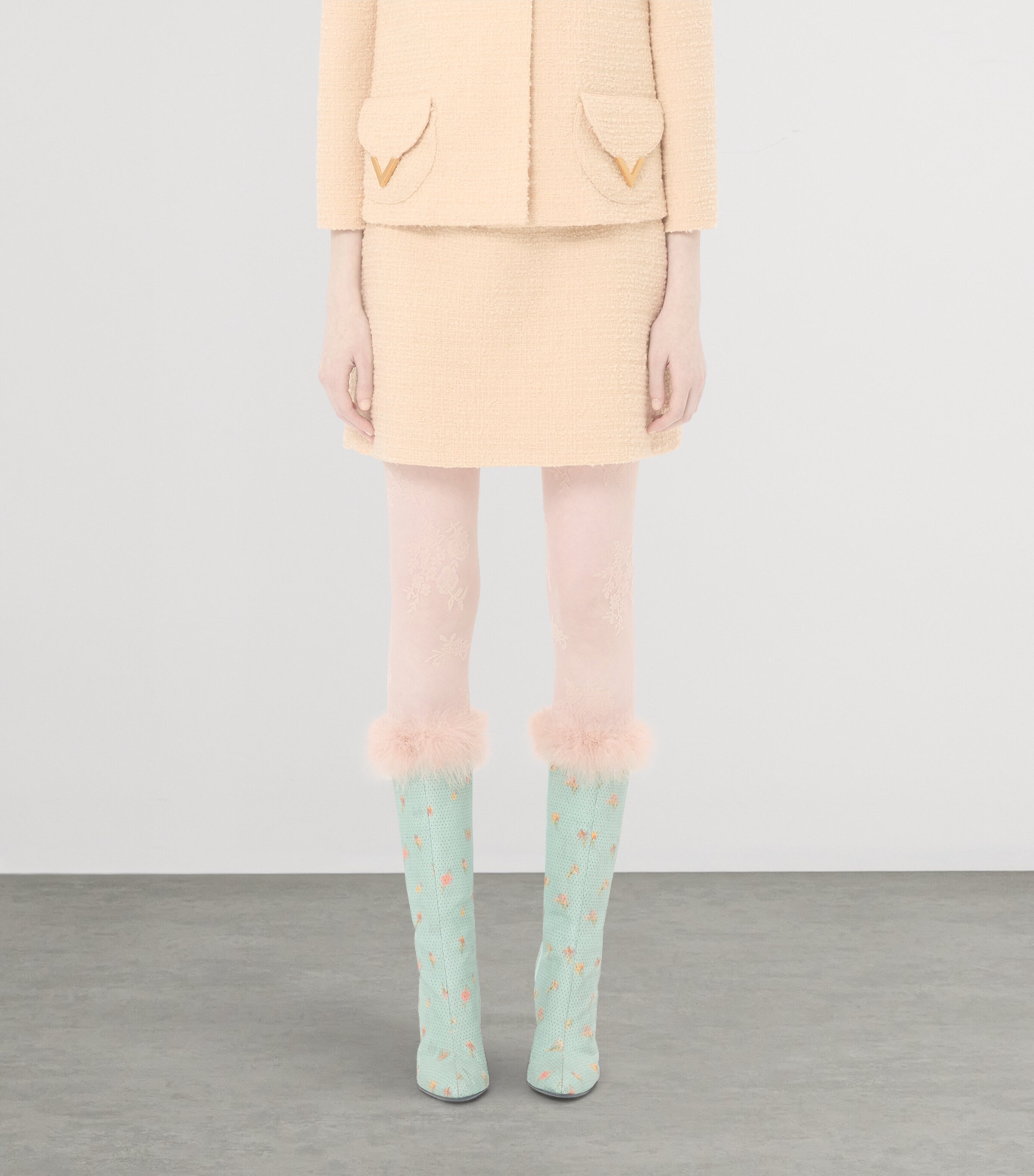Valentino Womens Virgin Wool-Blend Tweed Mini Skirt Image 2