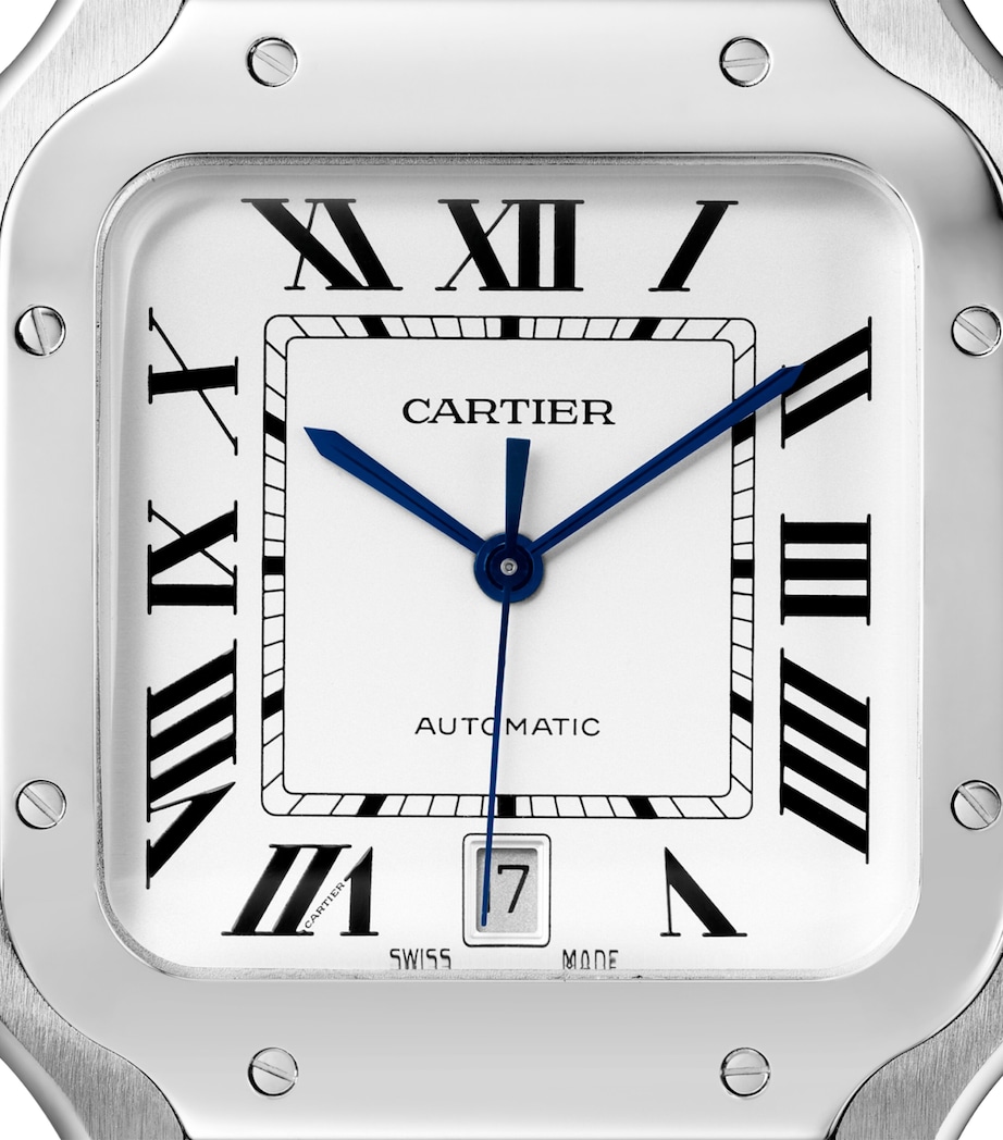 Large Steel Santos de Cartier Watch 39.8mm GREY Image 9