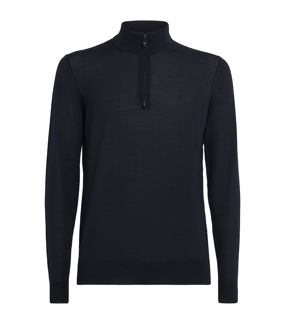 Pal Zileri Mens Wool-Silk Quarter-Zip Sweater Blue Image 1