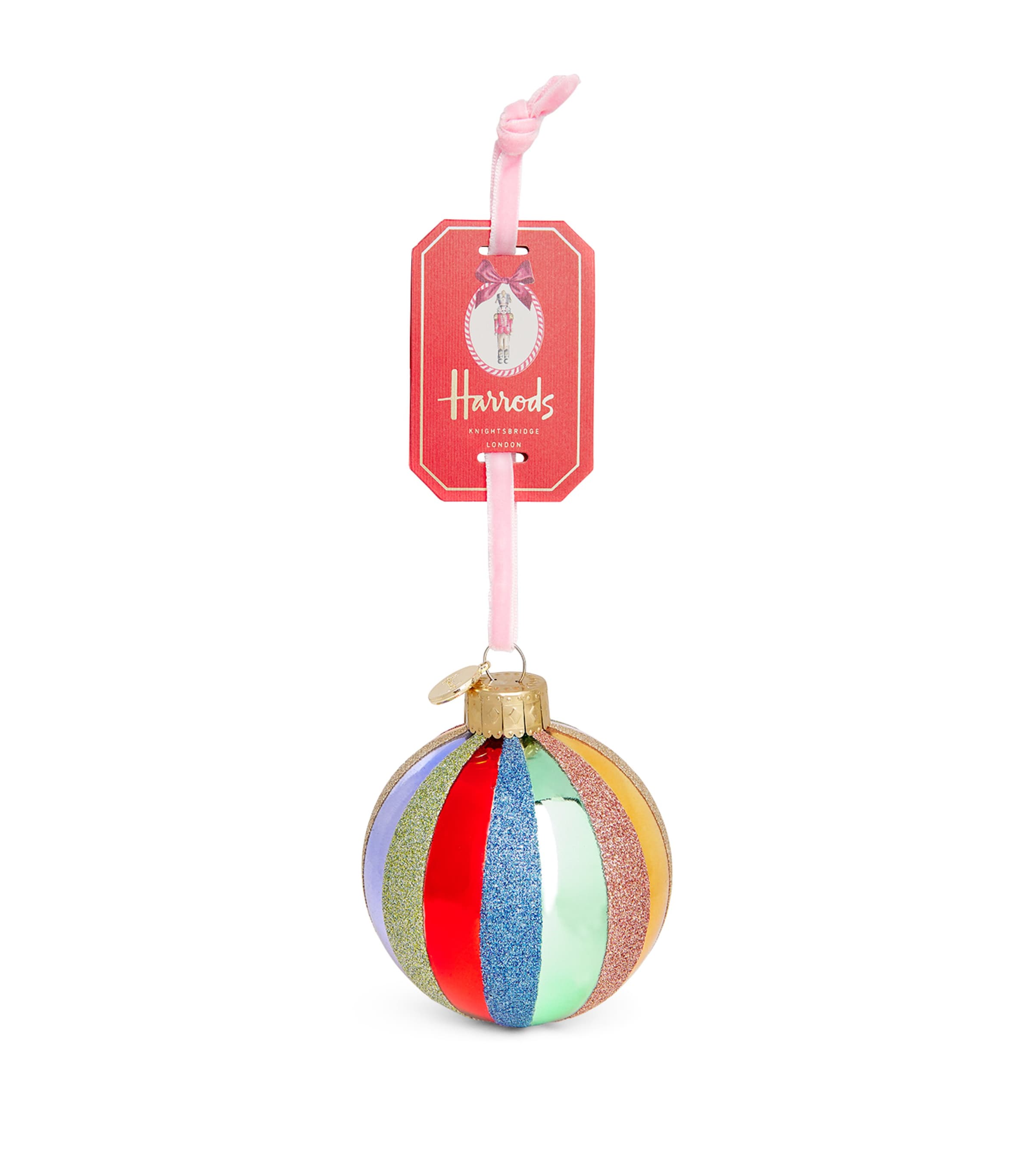 Harrods Glass Stripe Bauble