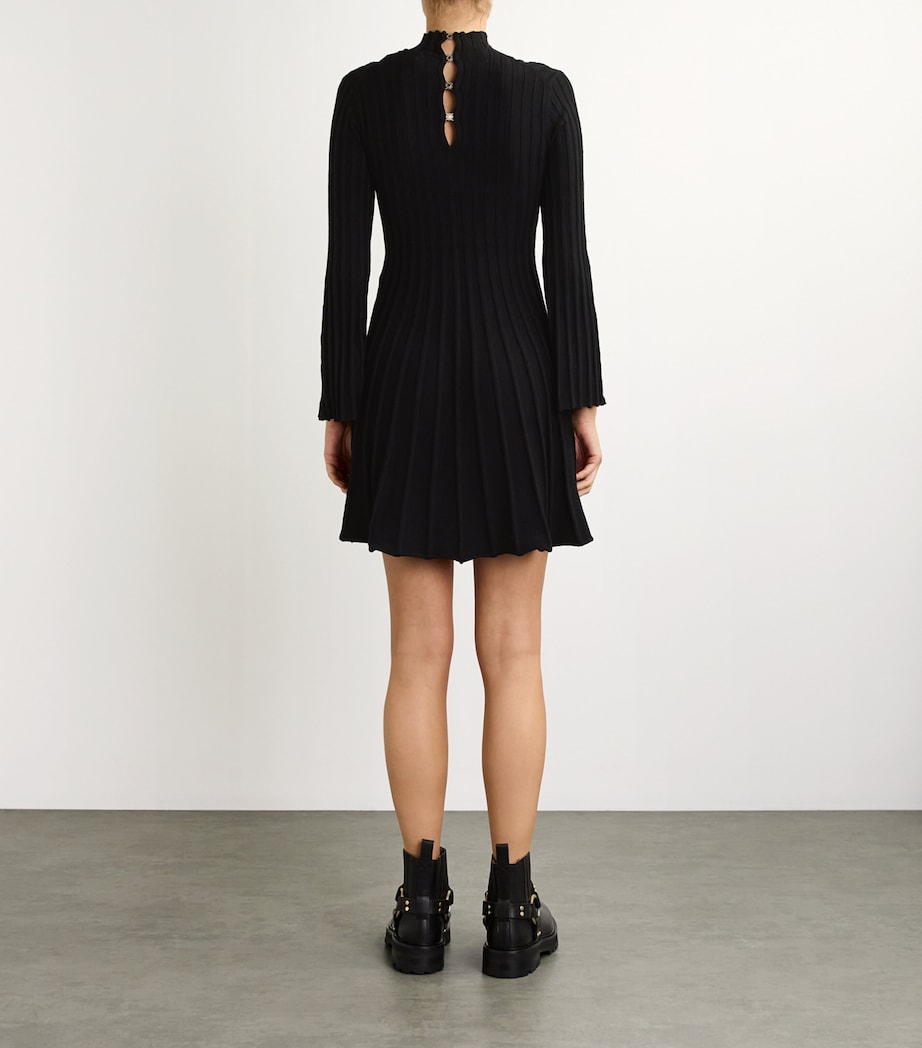 High-Neck Knitted Mini Dress BLACK Image 3