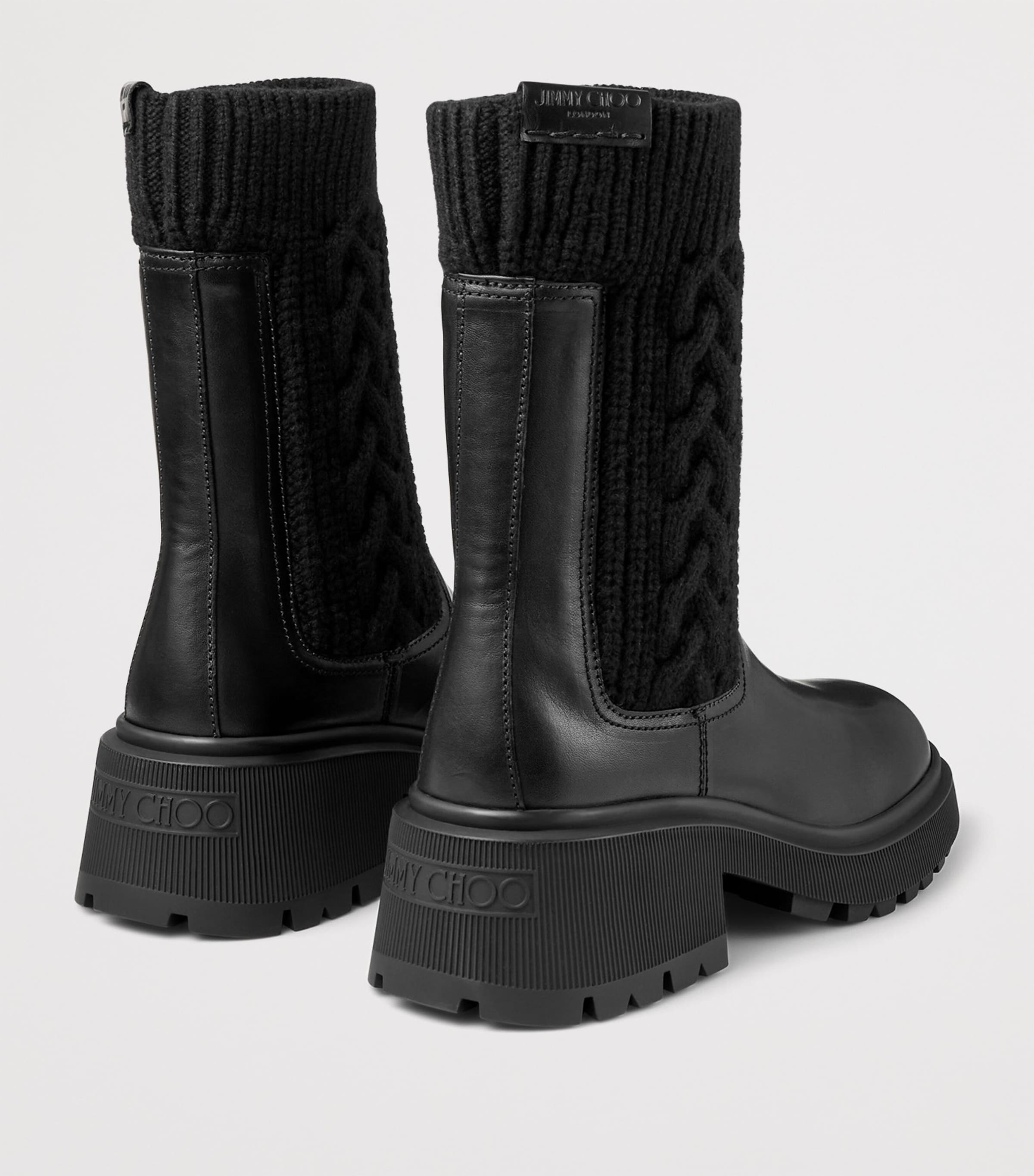Tamia 70 Leather and Knit Boots BLACK/BLACK Image 4