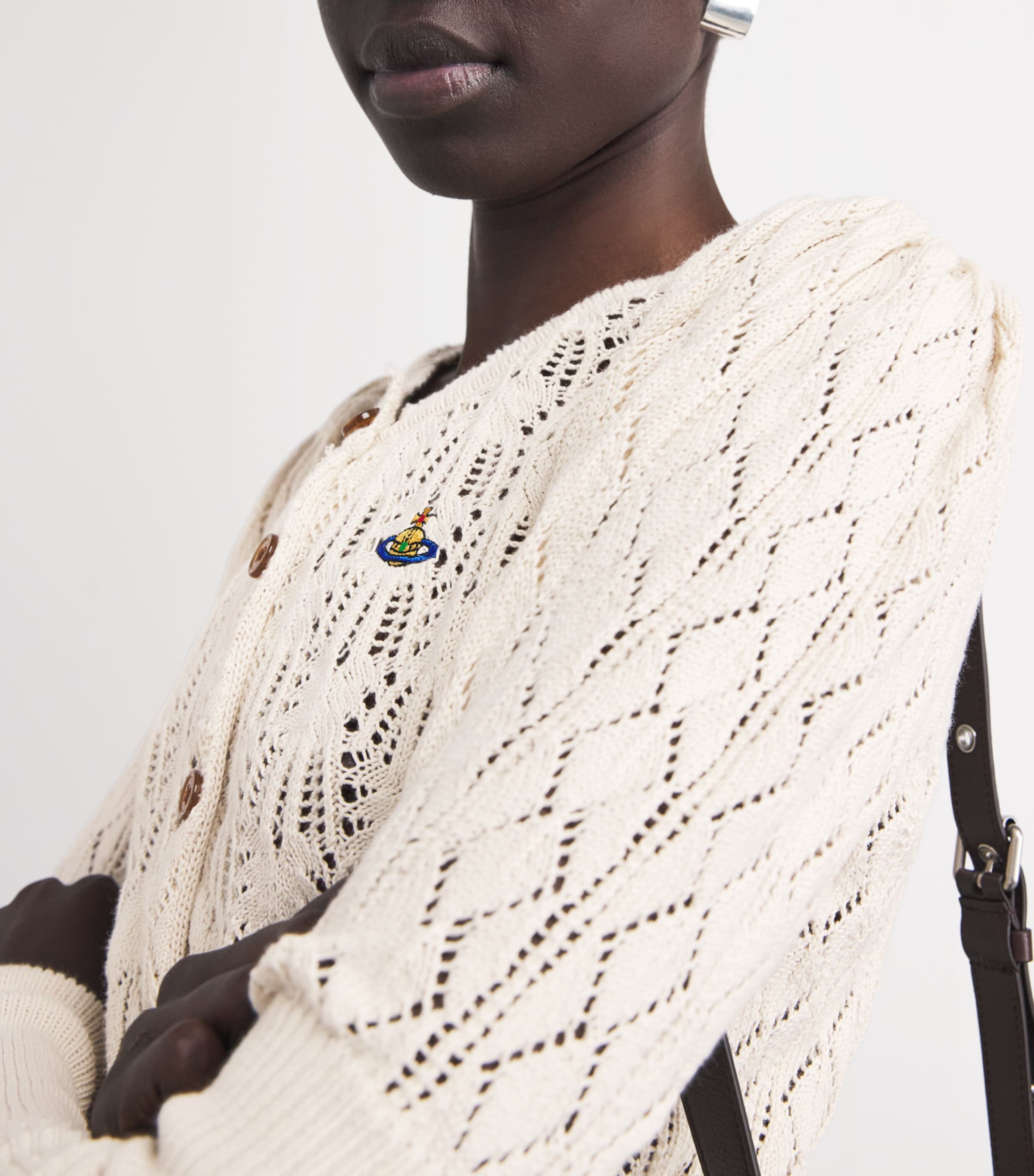 Vivienne Westwood Womens Cotton Crochet Orb Cardigan Cream Image 3