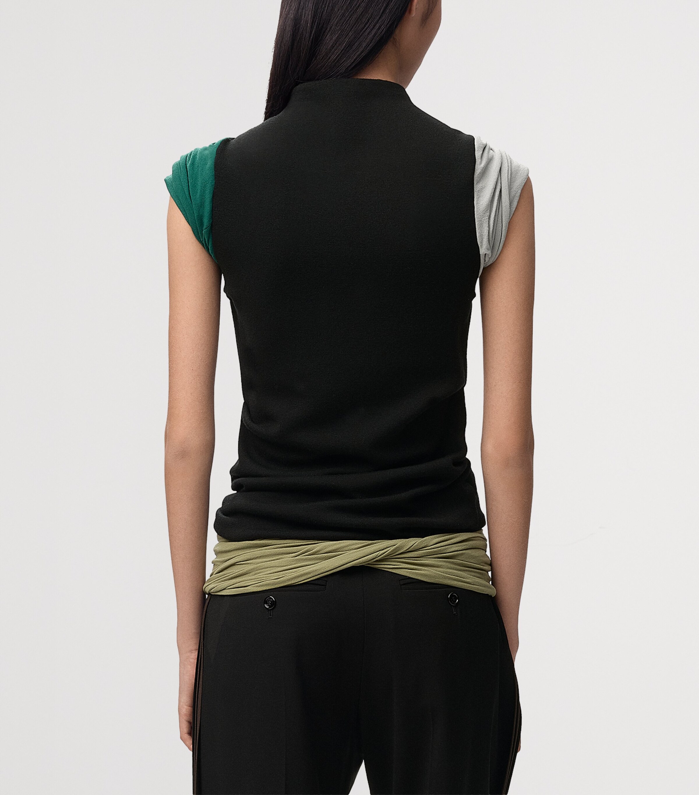 LOEWE Womens Ruche-Detail High-Neck Top Black/multicolor Image 4