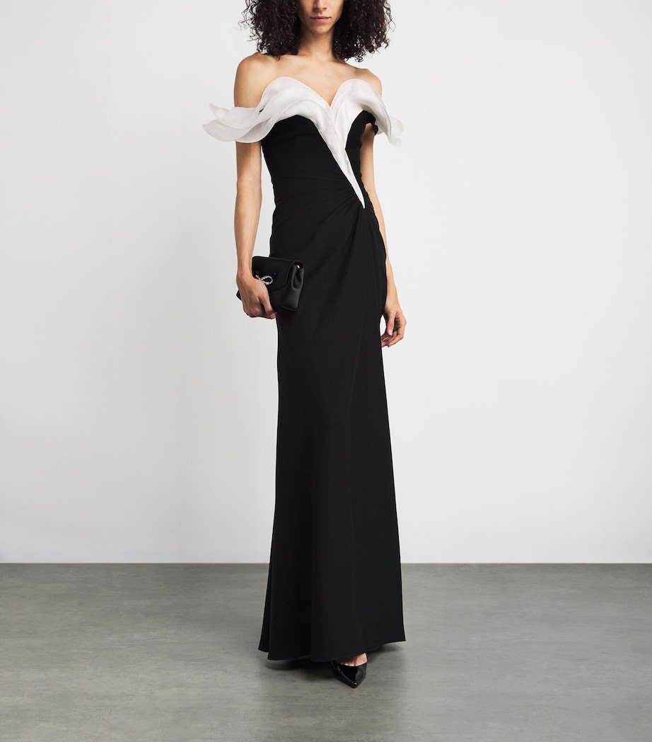 Ruffle-Detail Interlude Gown BLACK WITH WHITE Image 2