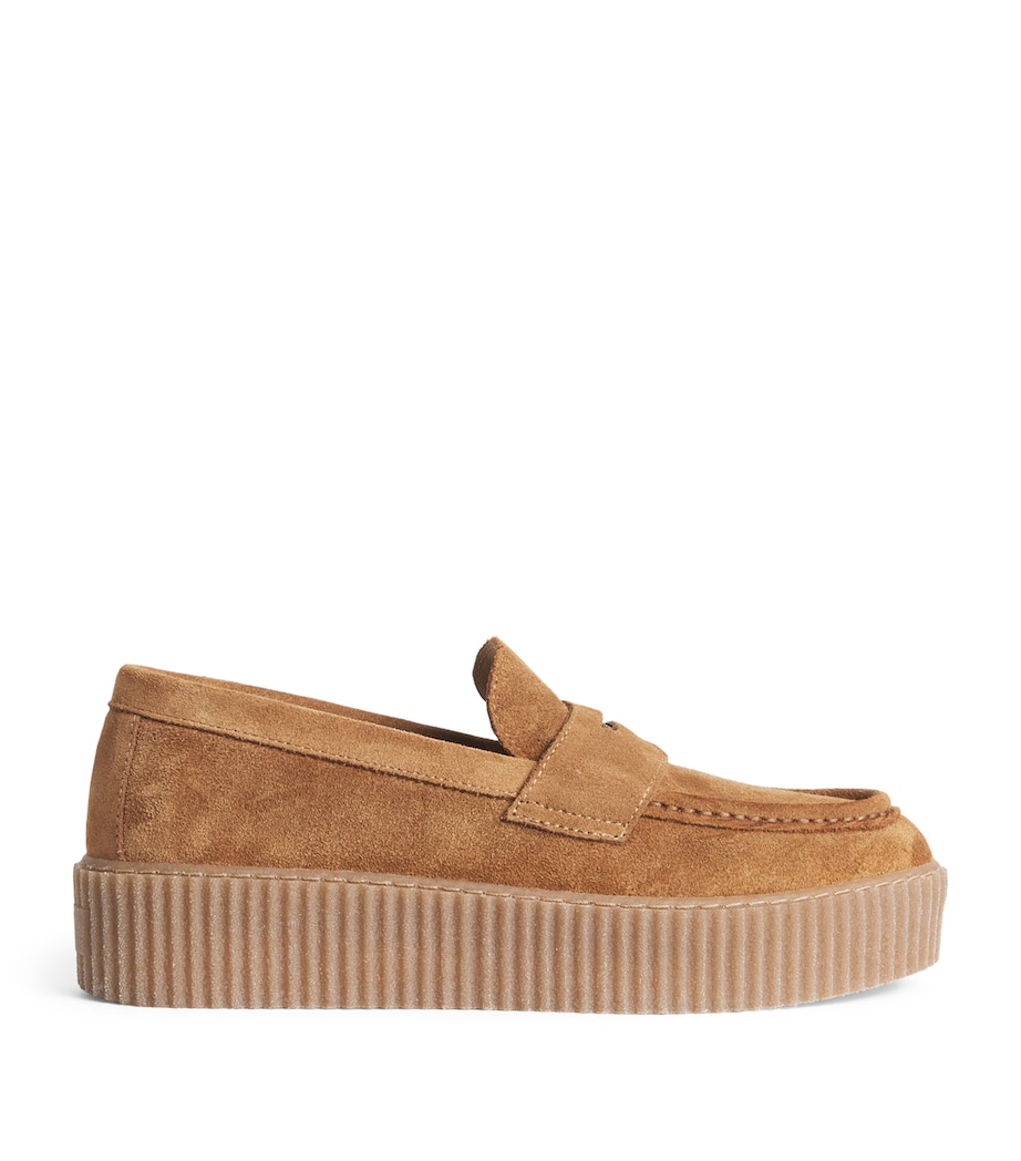 Suede Knurl-Textured Moccasins AMBER BROWN Image 1