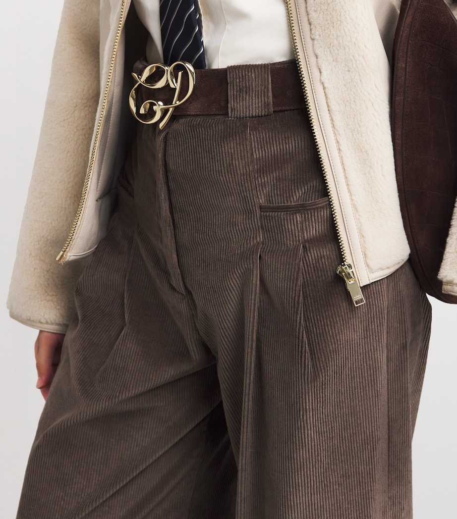 Corduroy Wide-Leg Tailored Trousers TAUPE Image 6