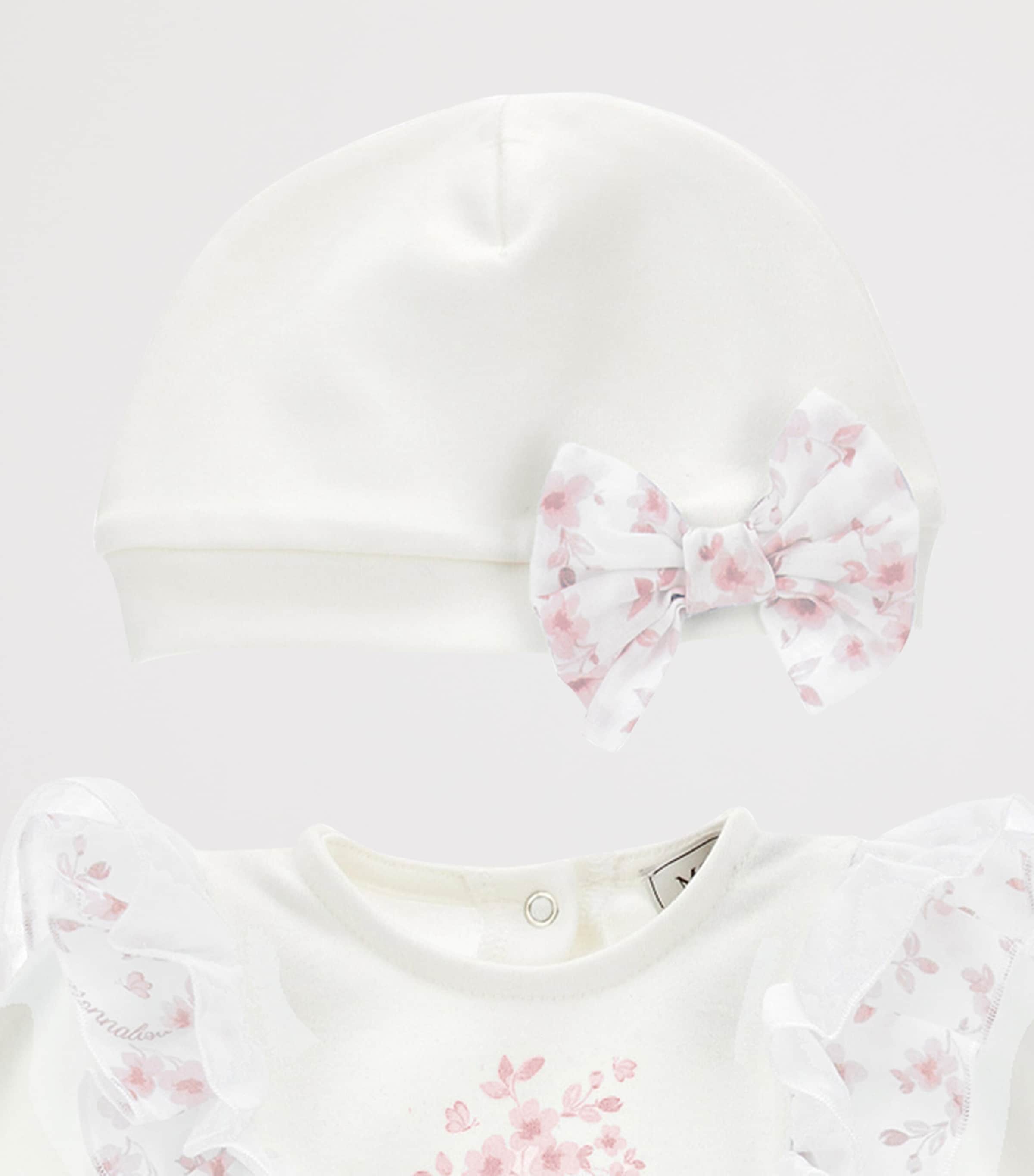 Cotton Floral All-In-One and Hat Set (1-9 Months) PANNA+ROSA ANTICO Image 3