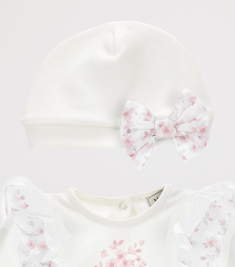 Cotton Floral All-In-One and Hat Set (1-9 Months) PANNA+ROSA ANTICO Image 3