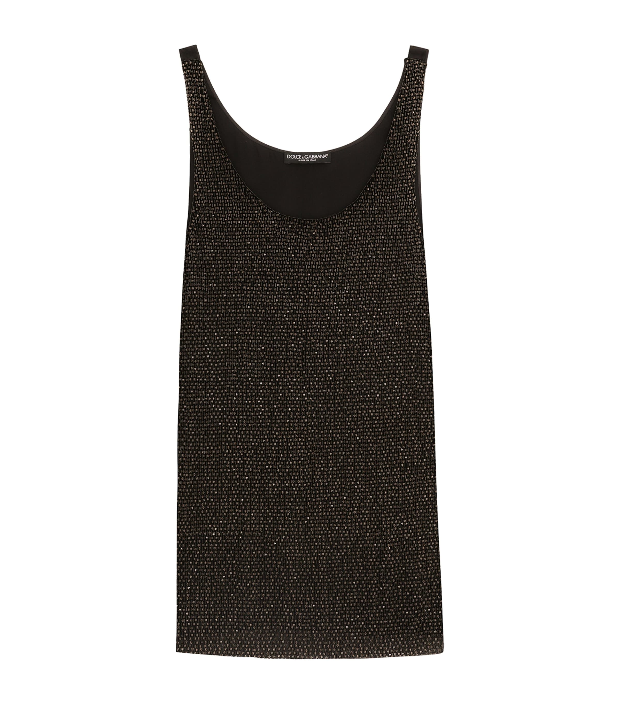 Dolce & Gabbana Silk Embellished Tank Top In Black