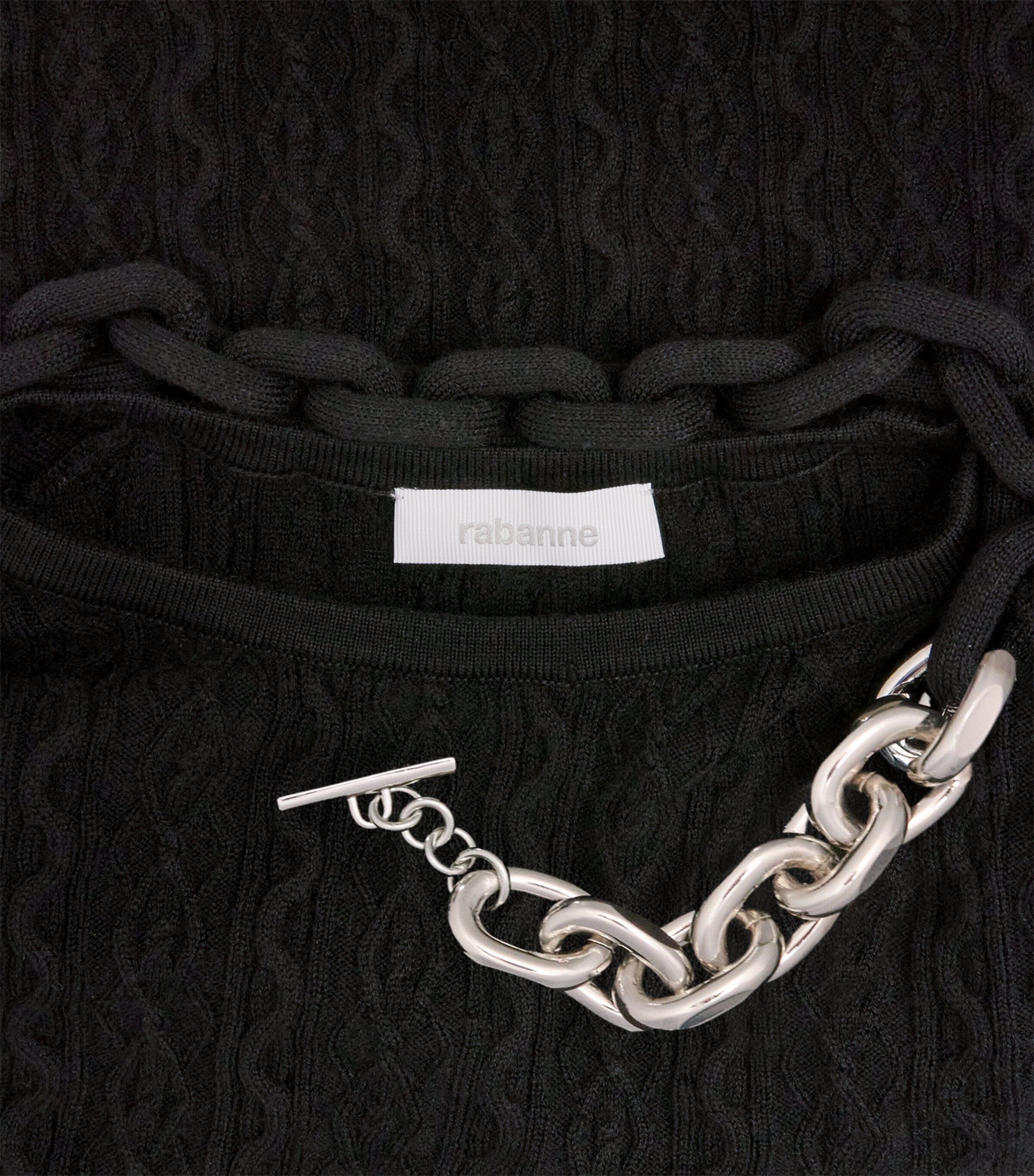 Wool-Blend Embellished Top P001 BLACK Image 5