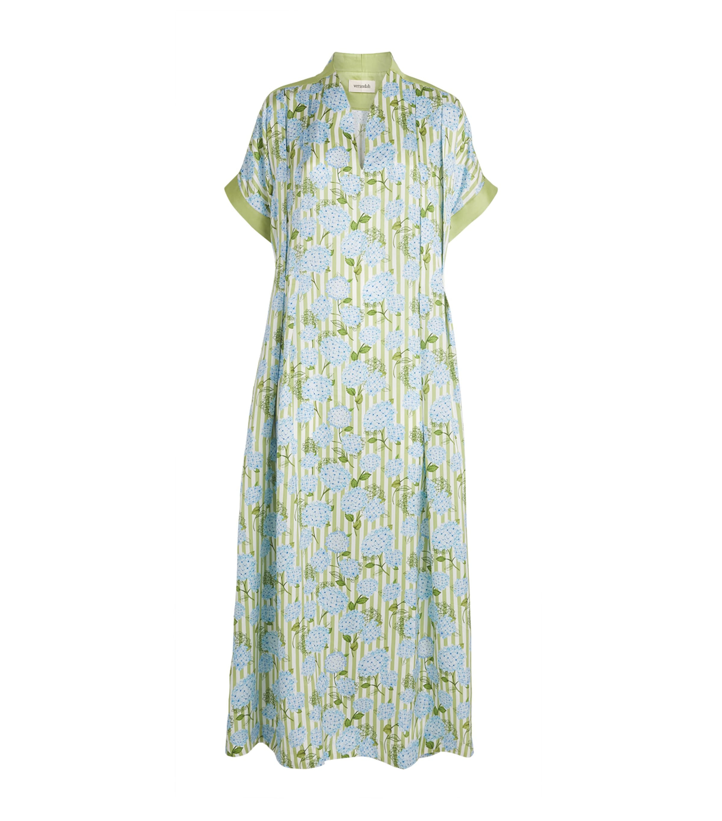 Verandah Womens Hydrangea Maxi Dress Iv & Grn Hydr Stripe Image 1