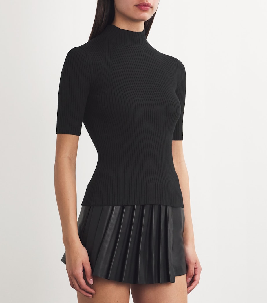 Ribbed High-Neck Top BLACK Image 3