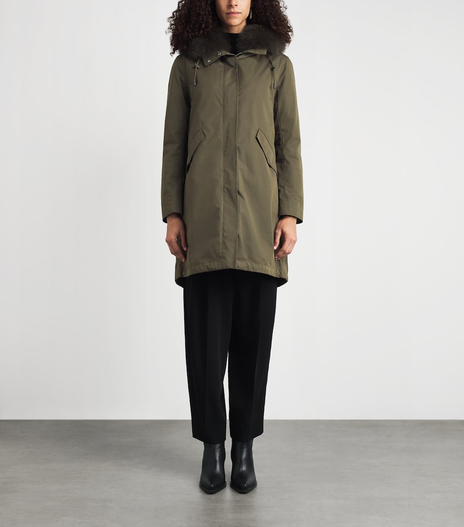 Yves Salomon Womens Down Fur-Trim Technical Parka Coat Image 4