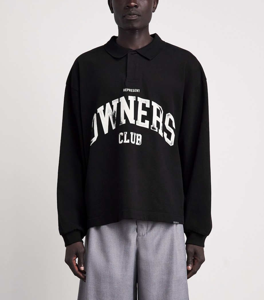 Represent Mens Cotton Owners Club Rugby Shirt Jet Black Image 4